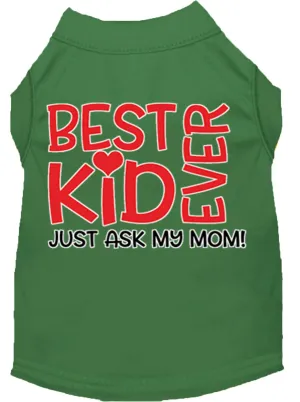 Ask My Parents Screen Print Dog Shirt Green Xs