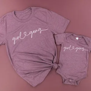 Girl Gang - Heart - Set of 2 Plum Shirts w/ White Design